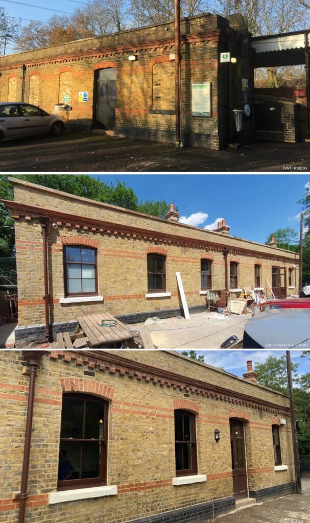 Before, during and after the restoration work.