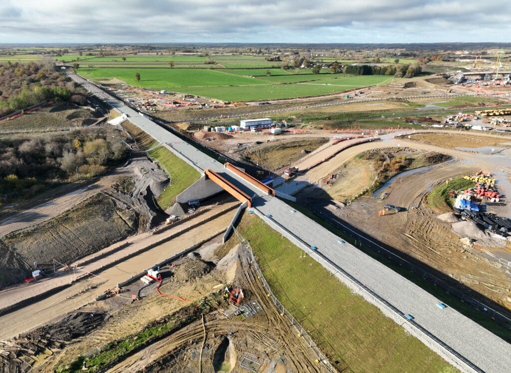 East West Rail overbridge at Calvert Nov 2023.