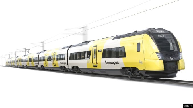 The new FLIRT for A-Train will seat 323 passengers and enter service between Stockholm and Arlanda airport in 2029.