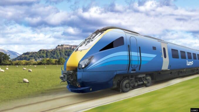 Visualisation of a Lumo Class 222 train.