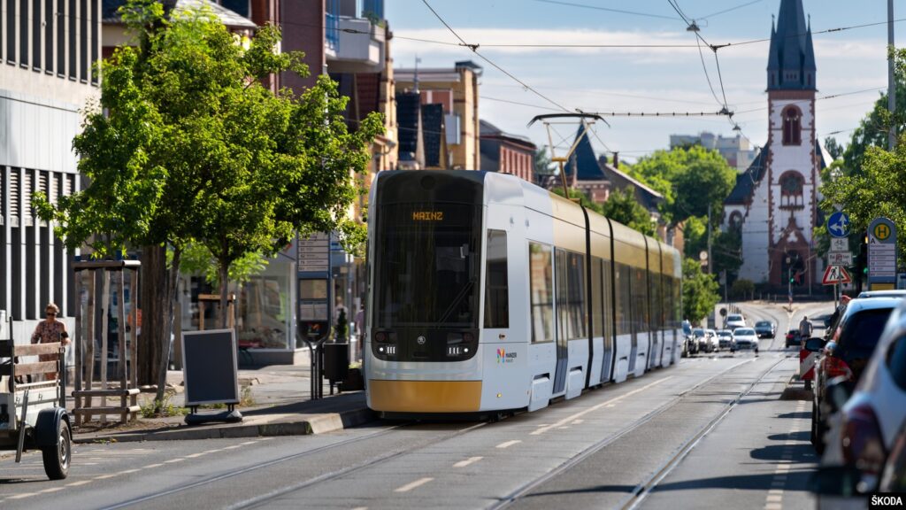 Visualisation of the new metre-gauge tram that Škoda will build for Mainz.